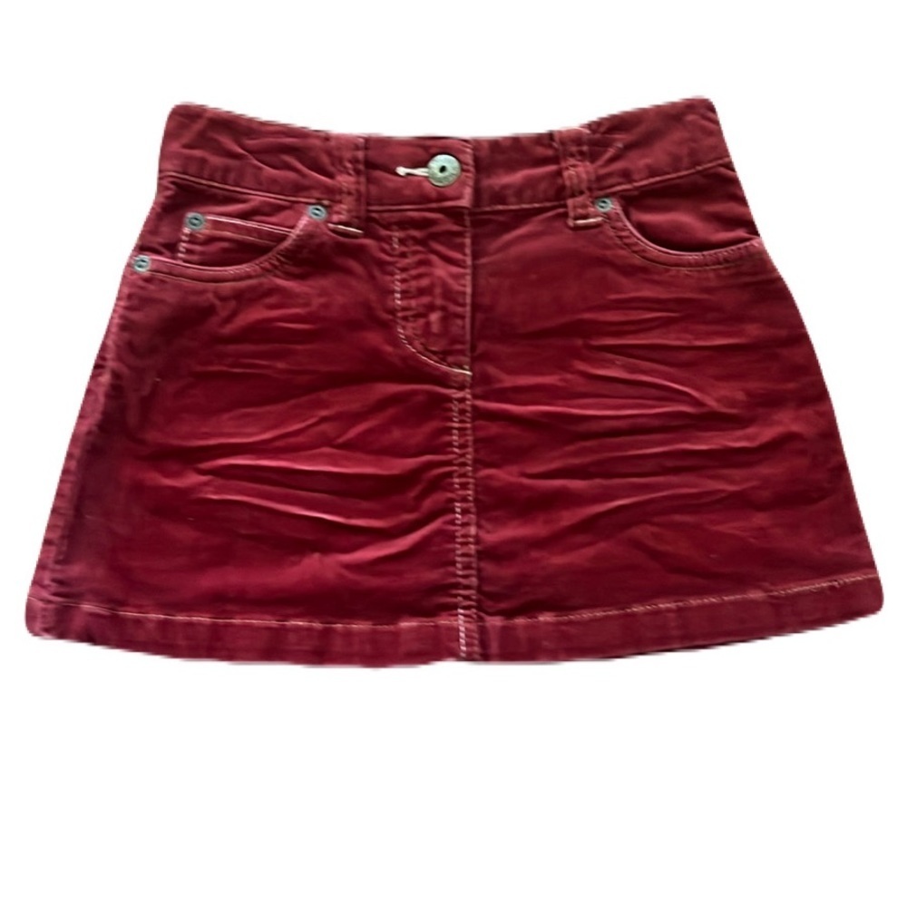 Mini Boden Burgundy CorduroyHeart Pocket Skirt Size 5-6 Y